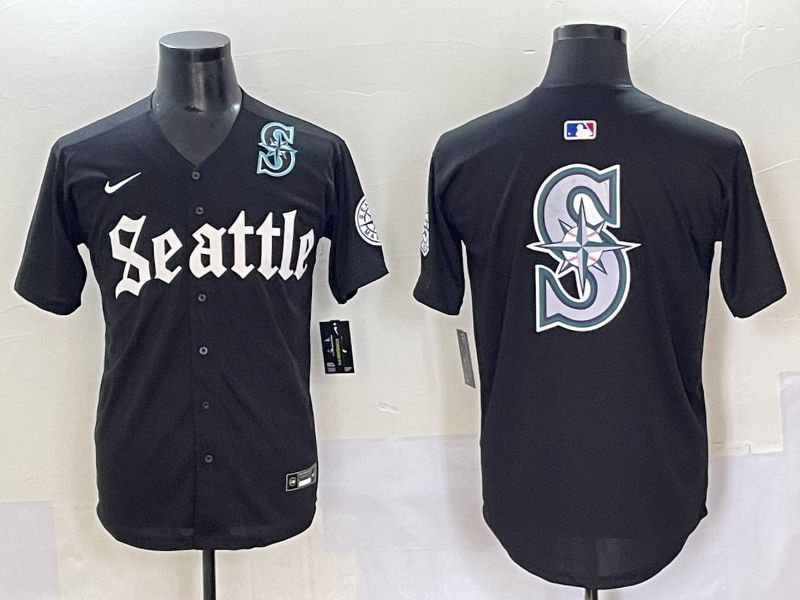 Men 2025 Seattle Mariners Blank black Five generations Joint Name Nike MLB Jersey style 12